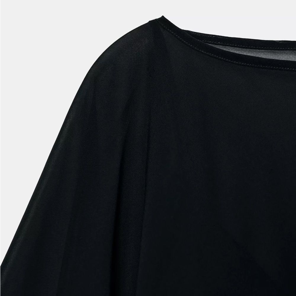 ZARA SHORT SATIN EFFECT CAPE DRESS - Picture 3 of 4